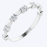 Alternating Baguette & Round Diamond Semi-Eternity Band