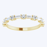 Alternating Baguette & Round Diamond Semi-Eternity Band