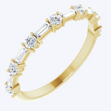 Alternating Baguette & Round Diamond Semi-Eternity Band