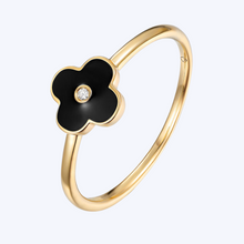 Load image into Gallery viewer, Enamel &amp; Diamond Accented Quatrefoil Ring
