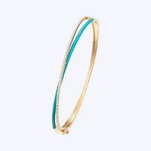 Load image into Gallery viewer, Criss-Cross Diamond &amp; Turquoise Enamel Bracelet
