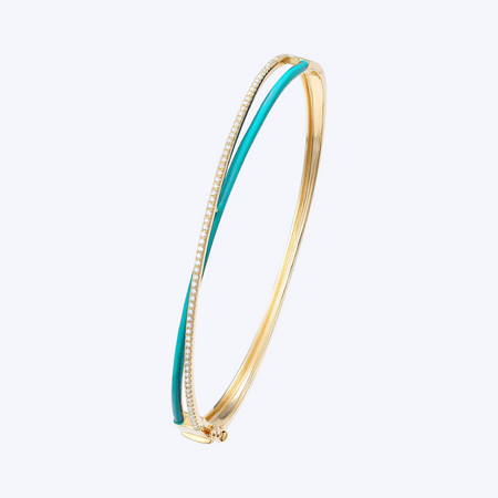 Criss-Cross Diamond & Turquoise Enamel Bracelet