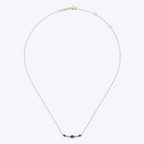 Marquise Shape Sapphire & Bezel Set Diamond Bar Necklace