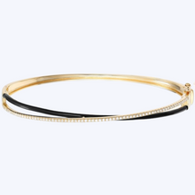 Load image into Gallery viewer, Criss-Cross Diamond &amp; Black Enamel Bracelet

