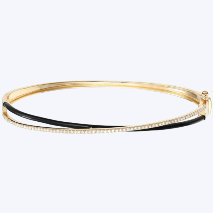 Criss-Cross Diamond & Black Enamel Bracelet