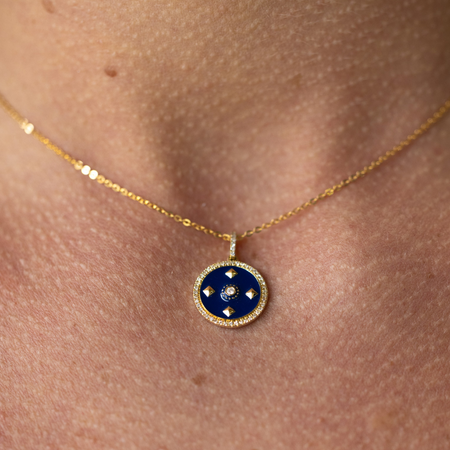 Enamel & Diamond Pendant Necklace