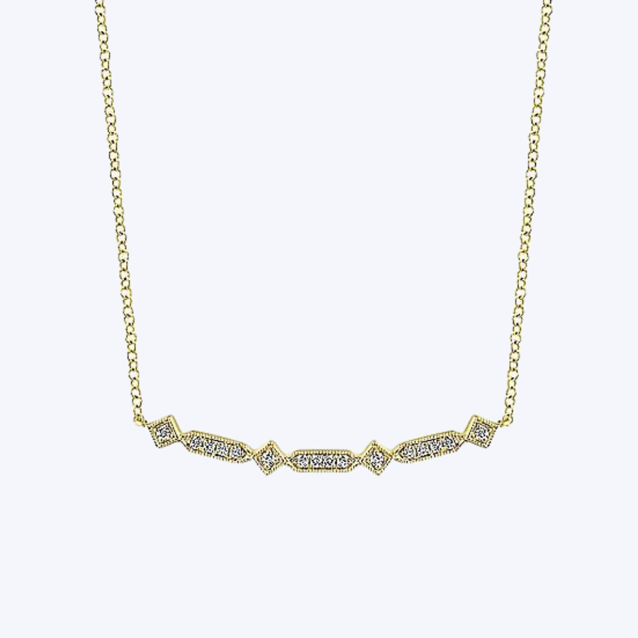 Curved Geometric Diamond Bar Necklace
